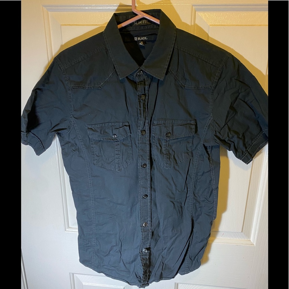 Cj black slim button down casual dress shirt